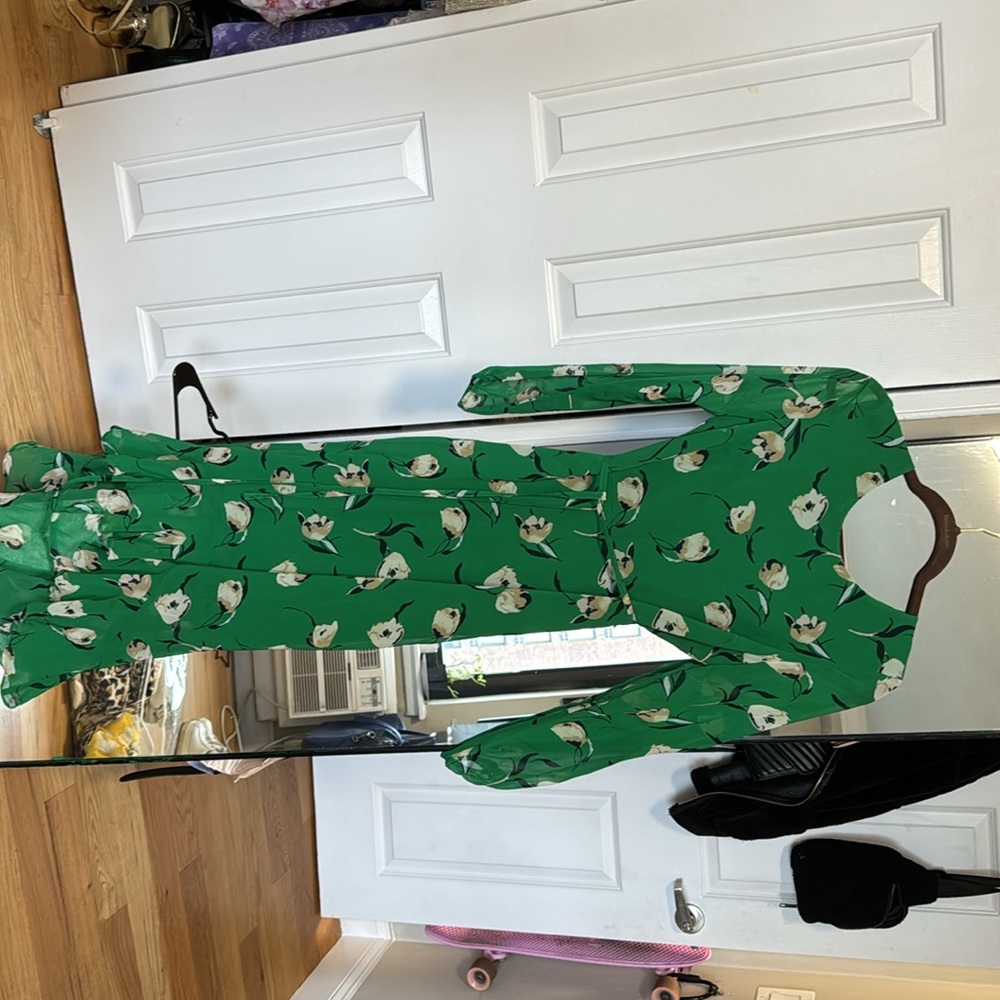 Green floral banana republic dress